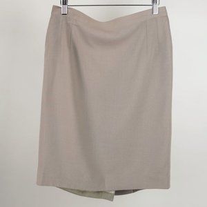 Giorgio Armani Taupe Wool Crepe Pencil Skirt